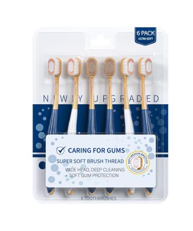Rissunkv toothbrush soft toothbrush with soft bristles |Six-Pack toothbrush Extra soft ultra-like toothbrush with a wide head design soft toothbrushes for adults in gum loss