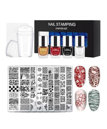 Nail stamp set 14-piece nail stamp set 8 x nail stamping plate 1 x transparent joint stamp 1 x scraper and 4 x stamping polish