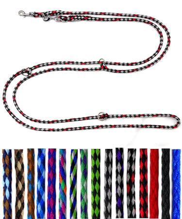 Dog linen small dogs up to 15 kg / double line 4-folded 2.40m / 2.80m / 3.50m Klein very light & robust (2.80m 4-fold adjustable Ohio (black-silver-red)) 2.80m 4-Adjustable Ohio (black-silver-red)