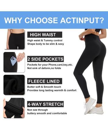 ActinPut Women's High Waist Thermo Leggings - Winter Warm Iron Running Yoga Pants with Pockets - Black & Blue L-XL - Buy Online on SooperMarket.com