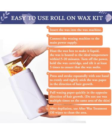 Roll on Waxing Kit for Women - Warmer & Roller for Hair Removal on Larger Body Areas | Includes 2 Wax, 100 Strips & Blue Roll - Buy Online on SooperMarket.com