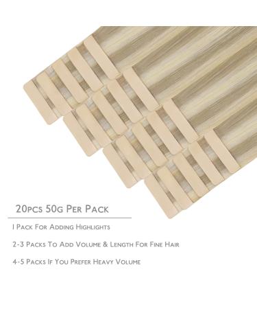 20pcs Real Hair Tape Extensions - 60cm Ash Blonde to Gold Blonde | Silky Straight Remy Invisible Skin Weft - Buy Online on SooperMarket.com