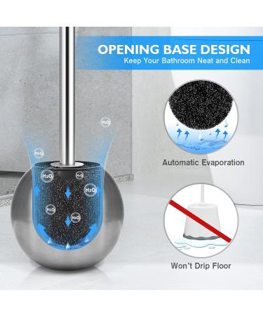 IXO Toilet Brush and Holder 2 Pack - 304 Stainless Steel, Extended Comfortable Handle, Durable Bowl Brush for Bathroom - Silver - Buy Online on SooperMarket.com