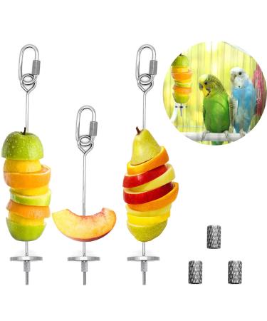 3 pieces of parrot spit bird parrots toys stainless steel small animal fruit vegetables stick holder search for feed hanging food treatment tool for parrots nymphensittish budgies