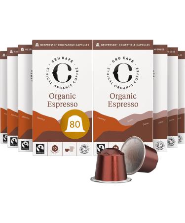 Compatible Nespresso Coffee Pods 80 Expresso Aluminium Organic Pods Punchy & Powerful Espresso Coffee 10 count (Pack of 8)