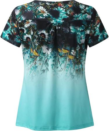 JEGULV Plus Size Green Boho Floral Print Tee - Women's Short Sleeve Tunic - Buy Online on SooperMarket.com