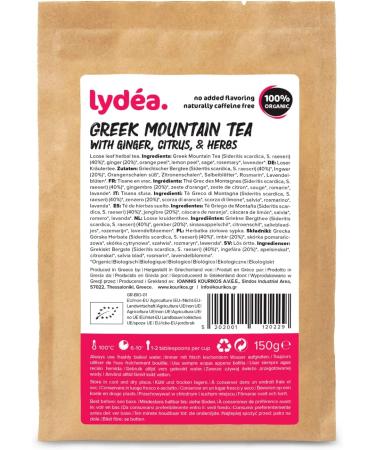 Lydea Organic Greek Mountain Tea with Ginger Citrus & Herbs Loose Leaf Herbal Tea 150 gr. Sachet - Buy Online on SooperMarket.com