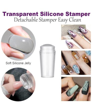Famidiqgo Nail Stamper Set - French Tip Nail Art Kit with Clear Jelly Stamper Scraper & 3 Double-Ended Brushes for DIY Manicures - Buy Online on SooperMarket.com
