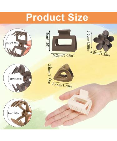 Heyu-Lotus 9 PCs Small Hair Claw Clips Set for Women - Matte Nonslip Square Flower Triangular Mini Clips for Thick, Fine, Medium, and Thin Hair - 2 Inch - Mixed Colors - Buy Online on SooperMarket.com