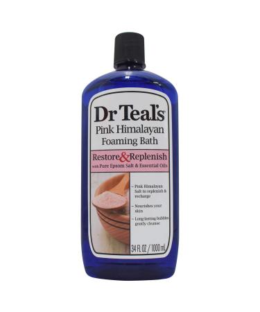 Dr Teal's Restore & Replenish Pure Epsom Salt & Essential Oils Pink Himalayan Foaming Bath 34 oz