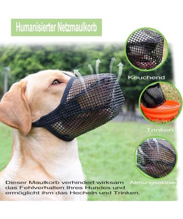 Breathable Mesh Dog Muzzle - Adjustable for Large Medium & Small Dogs | Anti-Bite & Chew | Black - Buy Online on SooperMarket.com
