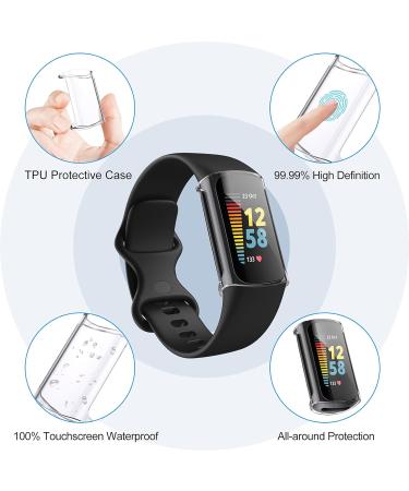 NANW 3-Pack Screen Protector Compatible with Fitbit Charge 5 (Not for Charge 4/3) TPU Rugged Bumper Case Cover All-Around Protective Plated Bumper Shell Accessories for Charge 5 Smartwatch Clear/Clear/Clear - Buy Online on SooperMarket.com