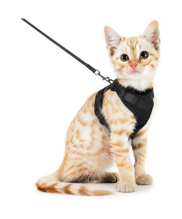 SOKANA Cat Harness and Lead Set for Walking Escape Proof - Lightweight Secure Kitten Harness and Lead Set also for Dogs Puppy Pet Small Size | Black