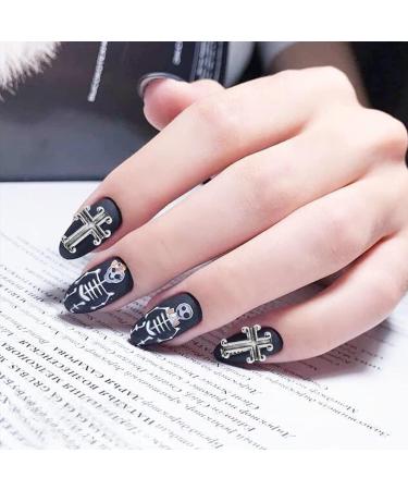 RUNRAYAY 60Pcs Cross Nail Art Studs for Nail Art Accessories Gold & Silver & Gray 3D Metal Retro Punk Nail Charms Cross Shape Nail Decoration for Women Girl DIY Nail Art Decor - Buy Online on SooperMarket.com