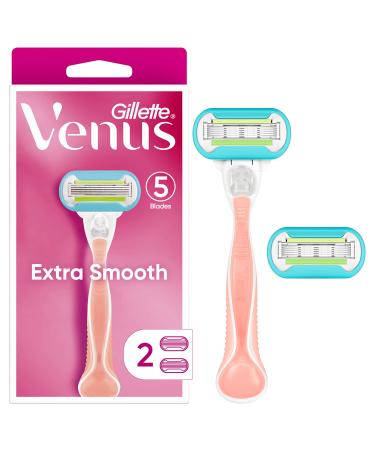 Gillette Venus Extra Smooth Pink Women's Razor Handle + 2 Refills Handle + 2 Refills (Pink)