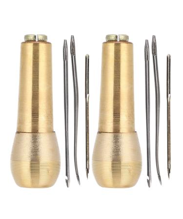 Copper Handle Sewing Awl  2 Set Leather Craft Sewing Needle Awl Hand Stitcher Shoe Repair Tool for DIY Sewing Repairing Leather Canvas Bag Heavy Fabric