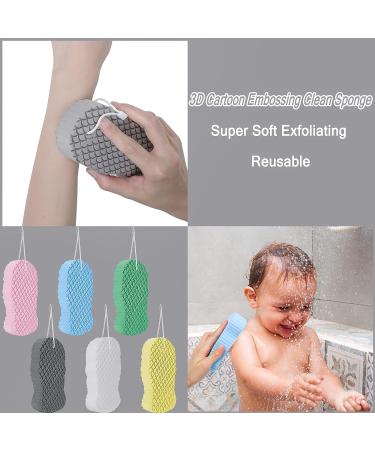 6 PCS Ultra Soft Exfoliating Bath Sponge Set with Sticky Hooks - Ideal for Adults, Children, and Pregnant Women - Buy Online on SooperMarket.com