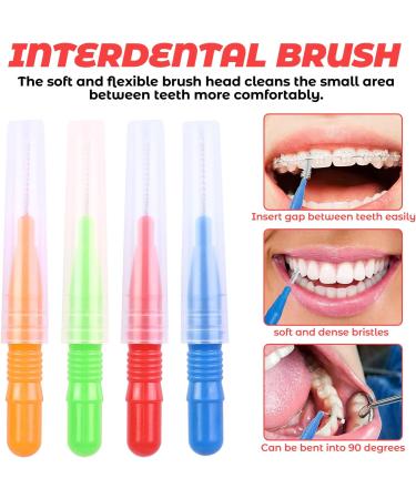 ACBOOR 100-Pack Interdental Brushes | Reusable Tooth Cleaning Tools in Red Blue Light Green & Orange | Best for Teeth Cleaning & Oral Hygiene - Buy Online on SooperMarket.com