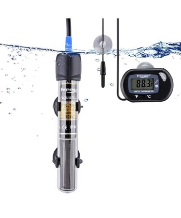FREESEA 25/50/100/300 Watt Aquarium Fish Tank Heater with Aquarium Submersible Thermometer for Betta Turtle Aquarium 25Watt