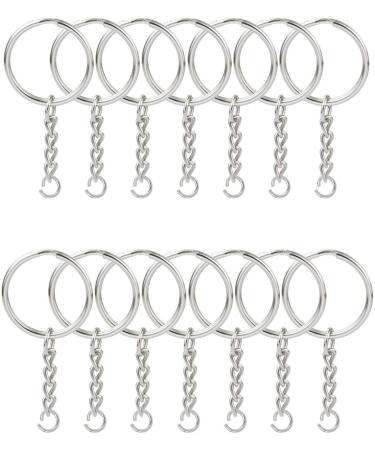 KINGFOREST 100PCS Split Key Ring with Chain 1 inch and Jump Rings  Silver Color Metal Parts with Open Jump Ring and Connector. 100PCS 1 inch keychain rings