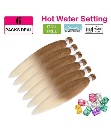 Xusuperb 30-Inch Pre-Stretched Braiding Hair - Blonde Ombre Kanekalon Extensions (T27/613#) - Easy Braids 6 Pack - Soft Yaki Synthetic Hair for Perfect Braids - Buy Online on SooperMarket.com
