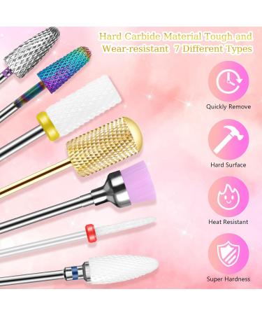 Heymkgo 7-Piece Nail Cutter Attachments Kit | Electrical Nail Drill Bits for Acrylic & Gel Manicure | 3/32 Inch Conical Barrels & Cones | Pedicure Tools - Buy Online on SooperMarket.com