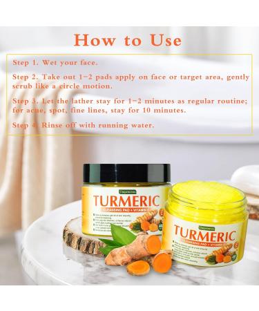 80 Turmeric Cleansing Pads for Face | Vitamin C & B5 Exfoliating Scrub Pads | Maintain Skin's Water & Oil Balance - Buy Online on SooperMarket.com