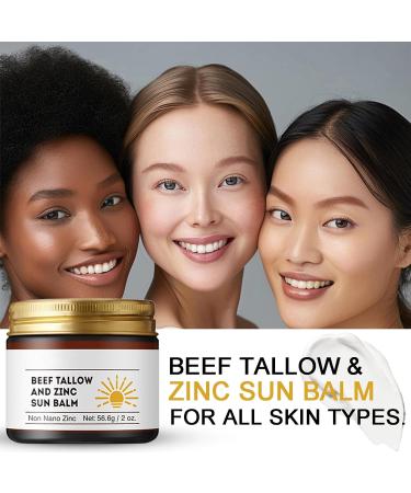 Beef Tallow & Zinc Sun Balm - Non-Greasy Sunscreen for Face & Body Deep Moisturizer Instant Sun Protection 2 Oz - Buy Online on SooperMarket.com