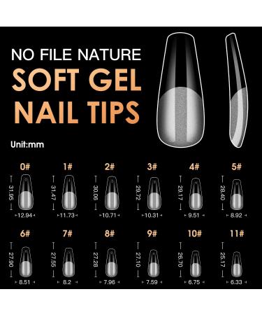 Melous 120PCS Long Coffin Soft Gel Nail Tips - Pre Buff Full Cover, Half Matte A0-120 Pcs - Buy Online on SooperMarket.com