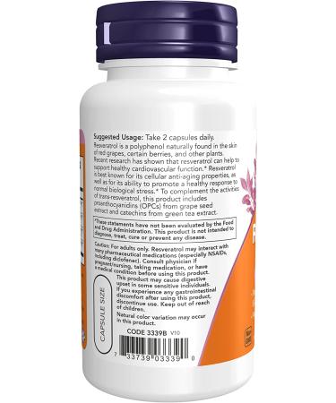 Now Foods Natural Resveratrol 50 mg - 60 Veg Capsules | Antioxidant Support - Buy Online on SooperMarket.com