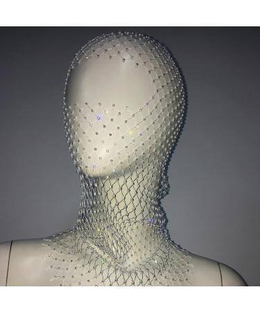 Crystal Mesh Mask Mesh Rhinestone Headband Face Veil Headband Fishnet Headpiece Crystal Nightclub Headwrap White - Buy Online on SooperMarket.com