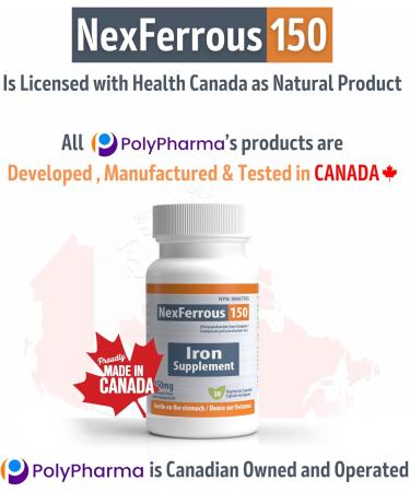 NexFerrous 150 mg | Vegan Iron Supplement | Prevention & Treatment of Iron Deficiency Anemia | Gentle on the Stomach | Easy Absorption | High Potency | 150 mg per capsule | 30 Capsules - Buy Online on SooperMarket.com