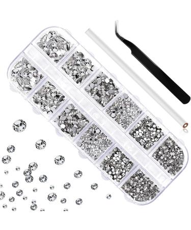 Sularpek 1440 Pcs Rhinestones Nail Gems Flat Back Gems Crystal Nail Art Rhinestones with Pick Up Tweezers and Rhinestone Picker Dotting Pen Nail Art Tools for Crafts Nail and Face