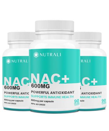 MAXIMUM POTENCY 600mg NAC Capsules (N-Acetyl-L-Cysteine) Supplement Powerful Antioxidant Glutathione Support Liver Support Vegan Gluten Free. 90 Easy to Swallow Capsules. 3 Packs 270 count (Pack of 1)