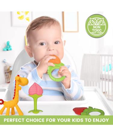 6-Pack Baby Teething Toys | Freezer Safe Silicone Teethers for Newborns and Toddlers | Soothes Gums | Perfect Baby Gift - Buy Online on SooperMarket.com