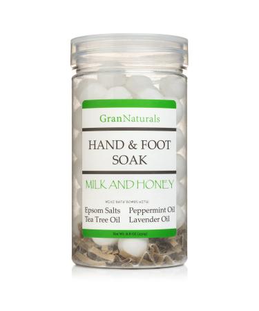 GranNaturals Mini Bath Bombs for Hand and Foot Soak - Milk + Honey - Manicure & Pedicure Epsom Salts Fizz Balls for Softening Skin  Cuticles & Calluses - Tea Tree  Lavender  Peppermint Essential Oils