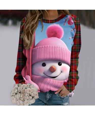Women's Christmas Snowman & Penguin Print Sweatshirt - Pink XL - Buy Online on SooperMarket.com