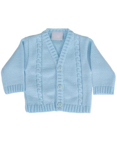 Baby Boys Cardigan Baby Boys Winter Knitted Cardigan Cable Knit Baby Boys Knitwear Made in Portugal Blue 6-12 Months 6-12 Months Blue