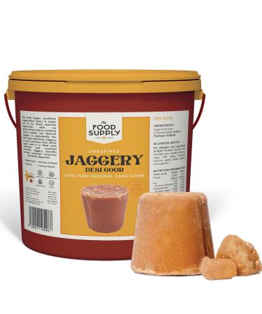Jaggery Goor (Cane Sugar) 10kg - Natural Sweetner Sugar Alternative - Great Natural Replacement for White Sugar - Unrefiened