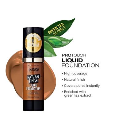 Kiss New York Professional Liquid Foundation - Natural Finish, Hydrating Formula, Medium to Full Coverage, Green Tea Extract - Cappuccino - Buy Online on SooperMarket.com