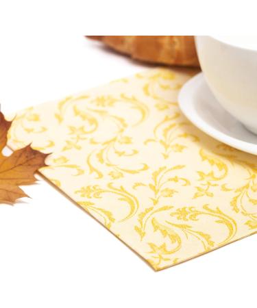 Buy Papstar 50 Napkins ROYAL Collection | 1/4 Fold Yellow Damascato - 40x40 cm | International Shipping Available - Buy Online on SooperMarket.com