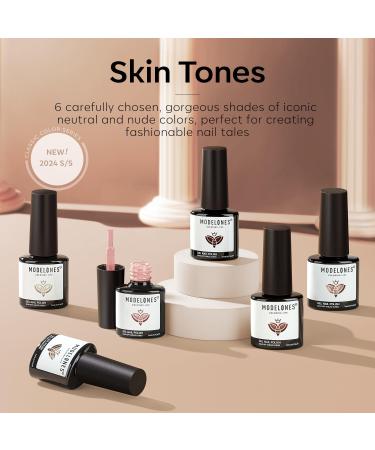 Modelones Nude Gel Nail Polish Set - 6 Colors for Manicure & Nail Art - Skin Tone Soak Off Gel Kit - Perfect Gift - Buy Online on SooperMarket.com
