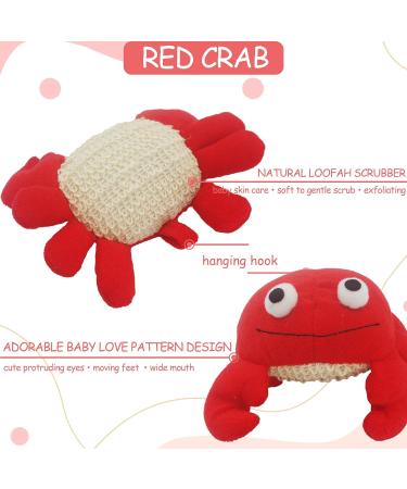 Bleu Bath 2 Pack Animal Body Scrubber Natural Linen Shower Balls for Kids - Gentle Exfoliating Bath Sponge Loofah Pouf - Yellow Starfish Red Crab Design - Buy Online on SooperMarket.com