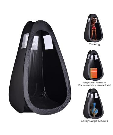 AW Black Portable Spray Tanning Tent Pop Up Booth | Sunless Waterproof with Clear Window & Carry Bag | 49x45x84 - Perfect for Makeup & Painting - Buy Online on SooperMarket.com