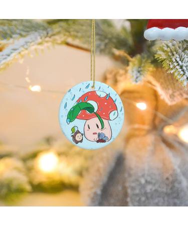 YYHHAOFA Sunflower Seeds and Mushroom Prints Christmas Ceramic Round Pendant Decoration - Festive Hanging Ornament for Stores and Homes -2.9 in - Buy Online on SooperMarket.com