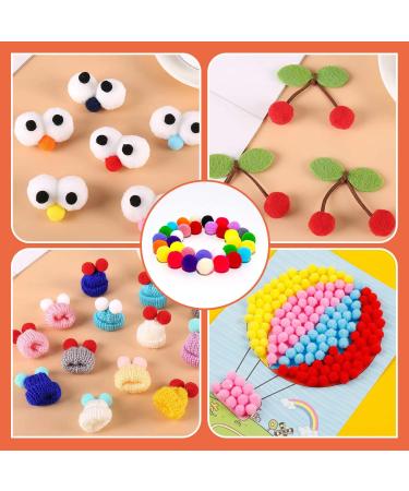 300Pcs Multi-Colored Pom Poms with Double Sided Tabs | Soft & Fluffy Puff Balls 10-20mm for Kids DIY Crafts - Buy Online on SooperMarket.com