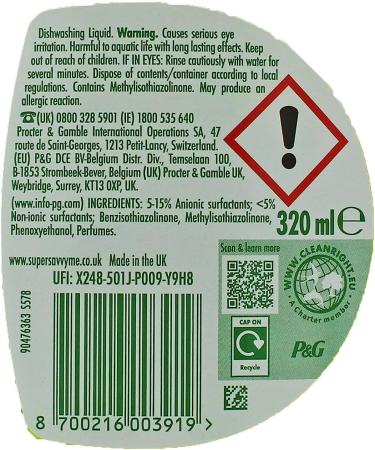 Fairy Washing UP Liquid Apple & Rhubarb 320 mL - PACK OF 2 - Buy Online on SooperMarket.com