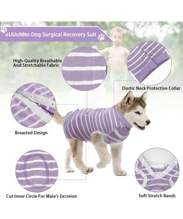 oUUoNNo Recovery Suits for Dogs Cats Surgical Recovery Suit for Female Male Abdominal Wounds Spay or Skin Diseases Cone E-Collars Alternatives Anti-Licking Pet Vest Post Surgery (XXXL Purple stripe) XXXL Purple stripe - Buy Online on SooperMarket.com