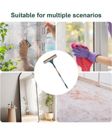 Window Glass Wiper | Adjustable Length Mirror Cleaner Tool | Window Cleaning Tool Reusable Glass Washing Equipment with Extension Handle Window Shower Cleaning Tool for Mirror Green - Buy Online on SooperMarket.com