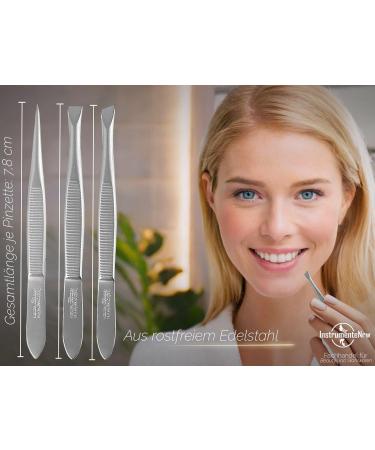 Solingen Professional Tweezers Set - 3-Piece Stainless Steel Eyebrow & Hair Plucking Tweezer Set - Made in Germany - Buy Online on SooperMarket.com